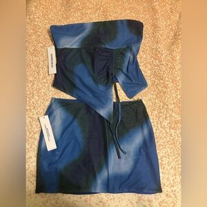 Princess Polly Karinne Set Blue Green Mesh Top + Mini Skirt NWT Size 6